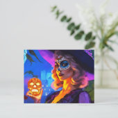 死んだ女性の砂糖スカルの美しい日 ポストカード (スタンド正面)