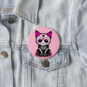 死んだ子ネコ猫のかわいいピンク日 缶バッジ (インサイチュ)