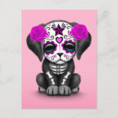 死んだ子犬ピンクのかわいい紫の日 ポストカード (正面)