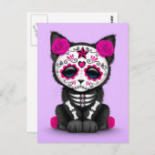 死んだ子猫の可愛いピンクの日、紫 ポストカード (正面/裏面)