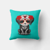 死んだ小犬の青のかわいく赤い日 クッション (裏面)