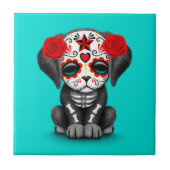 死んだ小犬の青のかわいく赤い日 タイル (正面)