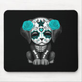 死んだ小犬の黒のかわいく青い日 マウスパッド (正面)