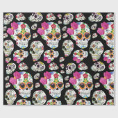 死んだ日カラフルに可愛いメキシコの砂糖スカル ラッピングペーパー (フラット)