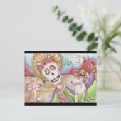 死んだ日「犬と夕暮れ」はがき ポストカード (スタンド正面)