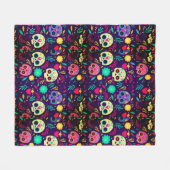 死んだ日,砂糖スカルパターン,ハロウィーン フリースブランケット (正面(横))