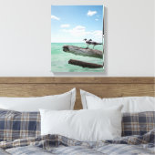 死んだ木の上に座っている二匹のカモメが突き出ていた キャンバスプリント (インサイチュ (寝室))