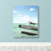 死んだ木の上に座っている二匹のカモメが突き出ていた キャンバスプリント (インサイチュ (ウッドフロア))