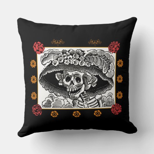 死んだ枕の日 – La Catrinaバラ クッション (裏面)