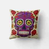 死んだ枕紫色の砂糖のスカルの日 クッション (裏面)