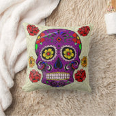 死んだ枕紫色の砂糖のスカル クッション (ブランケット)