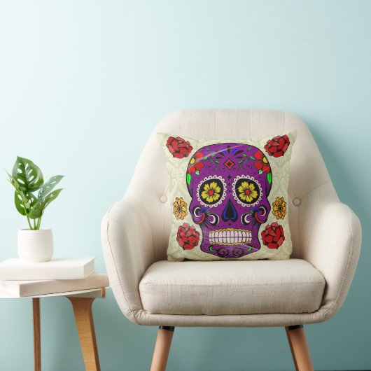 死んだ枕紫色の砂糖のスカル クッション (椅子)