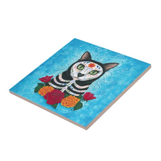 死んだ猫の砂糖のスカル猫の芸術の日 タイル (側面)