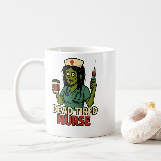 "死んだ疲れたナース"ハロウィンマグ コーヒーマグカップ (ドーナツ)