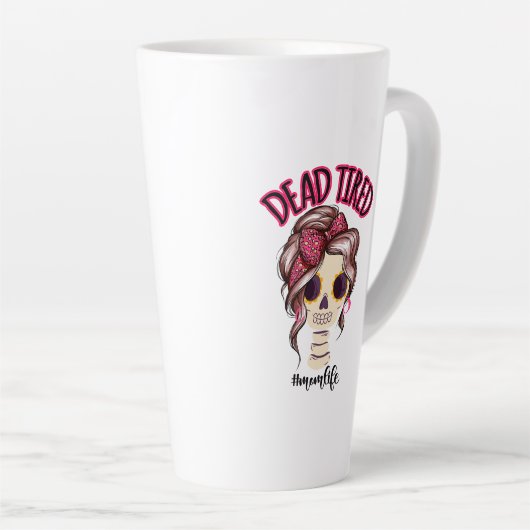死んだ疲れた母の生活スケルトン乱雑Bunバンダナ カフェラテマグ (右アングル)