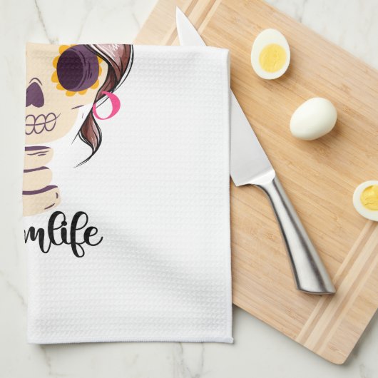 死んだ疲れた母の生活スケルトン乱雑Bunバンダナ キッチンタオル (四つ折り)