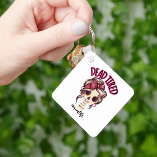 死んだ疲れた母の生活スケルトン乱雑Bunバンダナ キーホルダー (手)