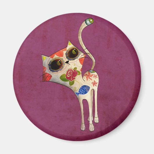 死んだ白かわいい猫の日 マグネット (正面)