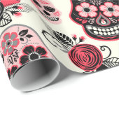 死んだ砂糖のスカルとバラパターンの日 ラッピングペーパー (ロールコーナー)