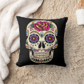 死んだ砂糖のスカルとバラ枕 クッション (ブランケット)