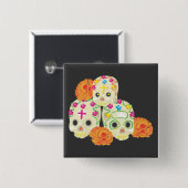 死んだ砂糖のスカルとマリゴールドの日 缶バッジ (正面&裏面)