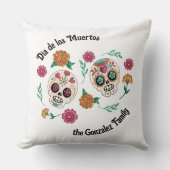 死んだ砂糖のスカルと花の日 クッション (正面)