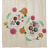 死んだ砂糖のスカルと花の日 シャワーカーテン (正面)