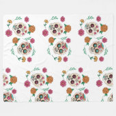 死んだ砂糖のスカルと花の日 フリースブランケット (正面(横))