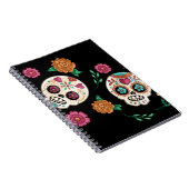 死んだ砂糖のスカルと花の黒 ノートブック (右側)
