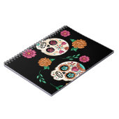 死んだ砂糖のスカルと花の黒 ノートブック (左側)