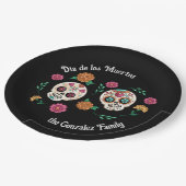 死んだ砂糖のスカルと花の黒 ペーパープレート (アングル)