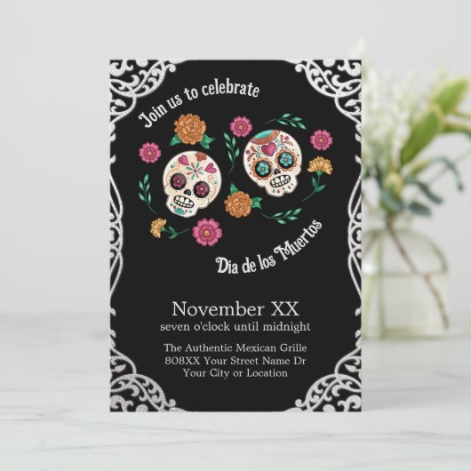 死んだ砂糖のスカルと花の黒 招待状 (スタンド正面)