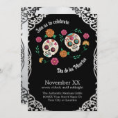 死んだ砂糖のスカルと花の黒 招待状 (正面/裏面)