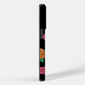 死んだ砂糖のスカルと花の黒 Case-Mate iPhoneケース (裏面 / 右)