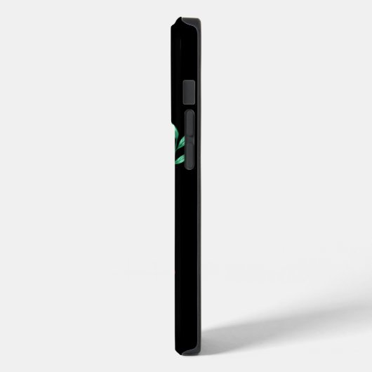 死んだ砂糖のスカルと花の黒 Case-Mate iPhoneケース (裏面 / 左)