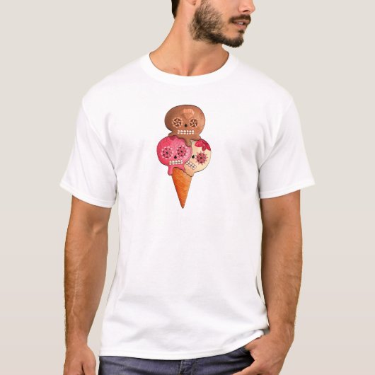死んだ砂糖のスカルのアイスクリームの日 Tシャツ (正面)