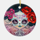 死んだ砂糖のスカルのオーナメントの日 セラミックオーナメント (正面)