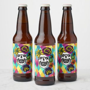 死んだ砂糖のスカルのカスタムのDia de Muertos Day ビールラベル