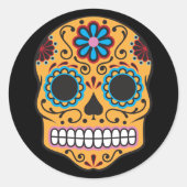 死んだ砂糖のスカルのステッカーのヴィンテージ日 ラウンドシール (正面)