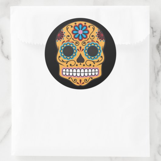 死んだ砂糖のスカルのステッカーのヴィンテージ日 ラウンドシール (バッグ)