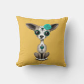 死んだ砂糖のスカルのチワワの子犬の青い日 クッション (正面)