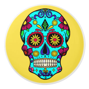 死んだ砂糖のスカルのドレッサーのノブの引きの日 セラミックノブ