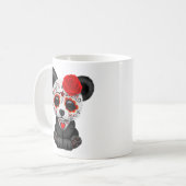 死んだ砂糖のスカルのパンダくまの赤い日 コーヒーマグカップ (正面左)
