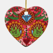 死んだ砂糖のスカルのピンクの迷彩柄のメキシコ日 セラミックオーナメント (裏面)