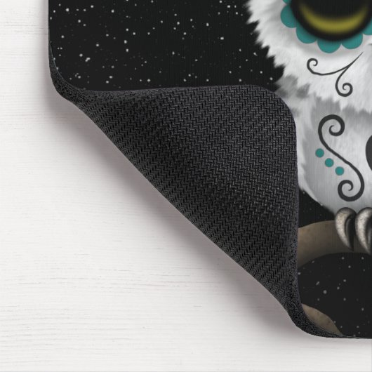 死んだ砂糖のスカルのフクロウの星のかわいいティール(緑がかった色)日 マウスパッド (コーナー)