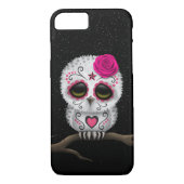 死んだ砂糖のスカルのフクロウの星のかわいいピンク日 Case-Mate iPhoneケース (裏面)