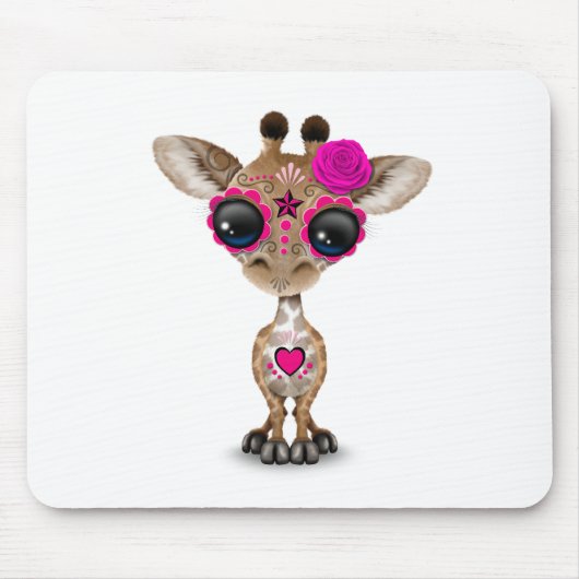 死んだ砂糖のスカルのベビーのキリンのピンク日 マウスパッド (正面)