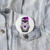 死んだ砂糖のスカルのペンギンの白の紫色日 缶バッジ (インサイチュ)