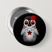 死んだ砂糖のスカルのペンギンの黒の赤い日 缶バッジ (正面&裏面)