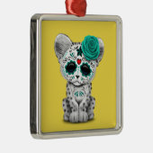 死んだ砂糖のスカルのユキヒョウカブスの青い日 メタルオーナメント (右)